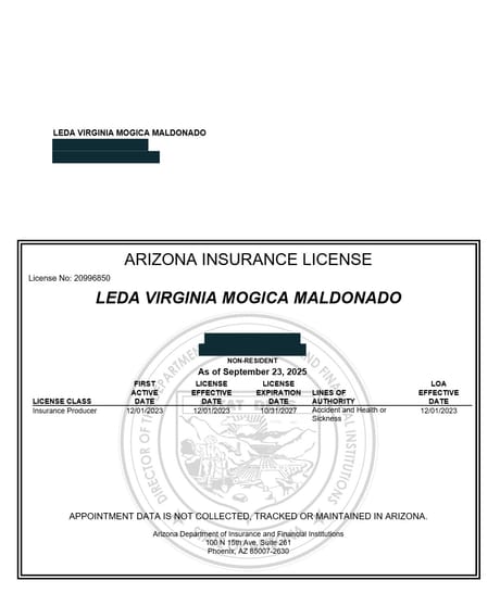 Licencia de seguros de Arizona